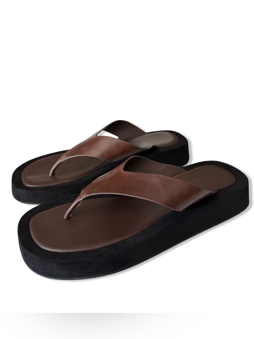 Tony Bianco Ives sandals Brown Leather Thongs platform shoes Revolve 8